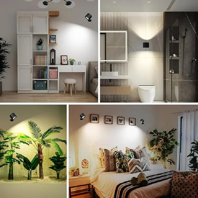 Cordless Led Wall Lamp Rechargeable Night Light with Remote Control Double Sides Lighting Rotatable Dimmable Bedroom Table Lamp