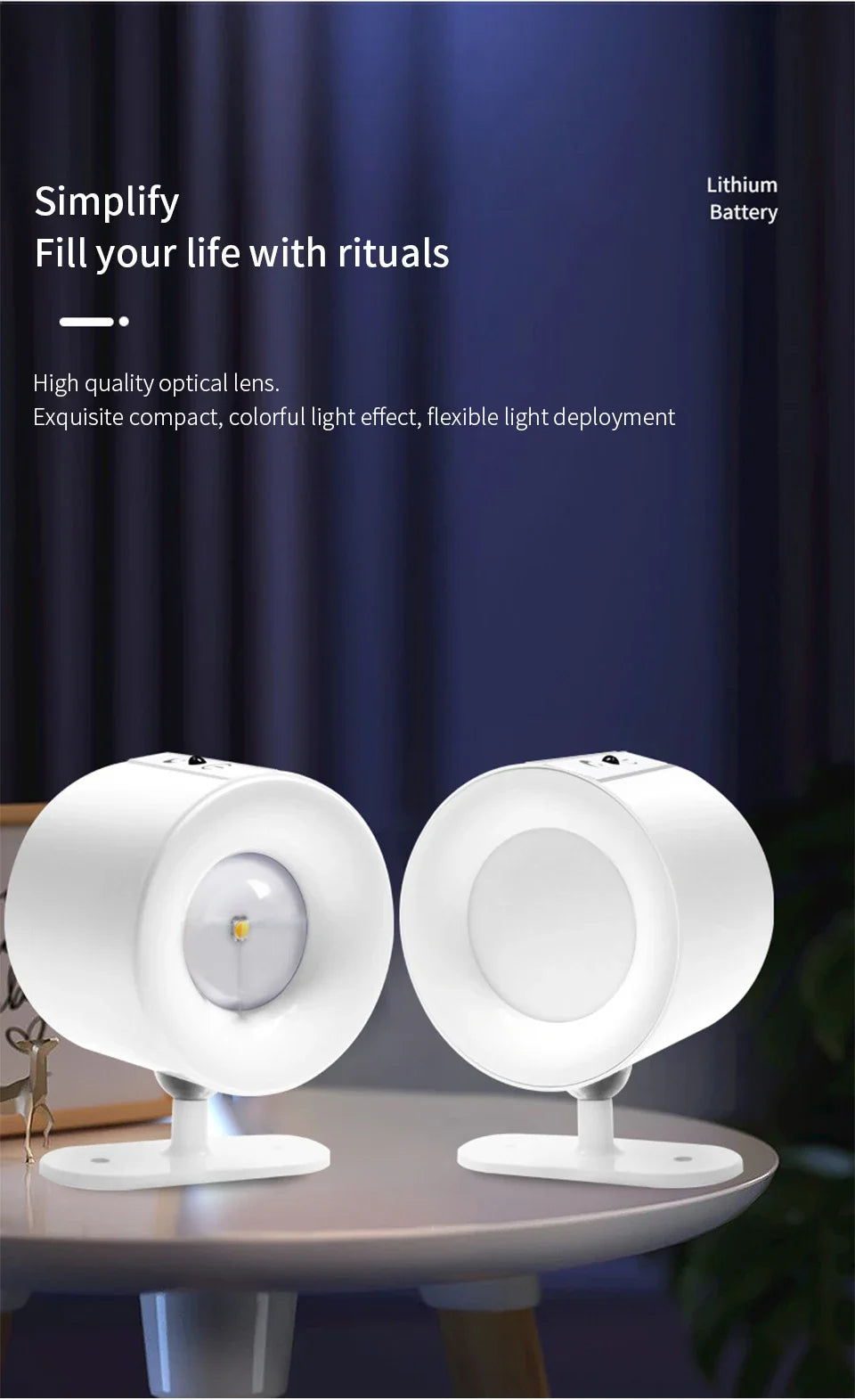 Cordless Led Wall Lamp Rechargeable Night Light with Remote Control Double Sides Lighting Rotatable Dimmable Bedroom Table Lamp