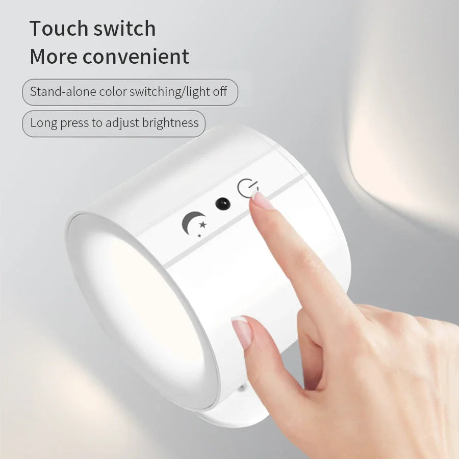 Cordless Led Wall Lamp Rechargeable Night Light with Remote Control Double Sides Lighting Rotatable Dimmable Bedroom Table Lamp