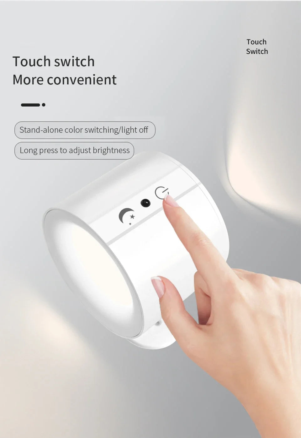 Cordless Led Wall Lamp Rechargeable Night Light with Remote Control Double Sides Lighting Rotatable Dimmable Bedroom Table Lamp
