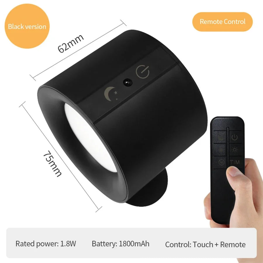 Cordless Led Wall Lamp Rechargeable Night Light with Remote Control Double Sides Lighting Rotatable Dimmable Bedroom Table Lamp