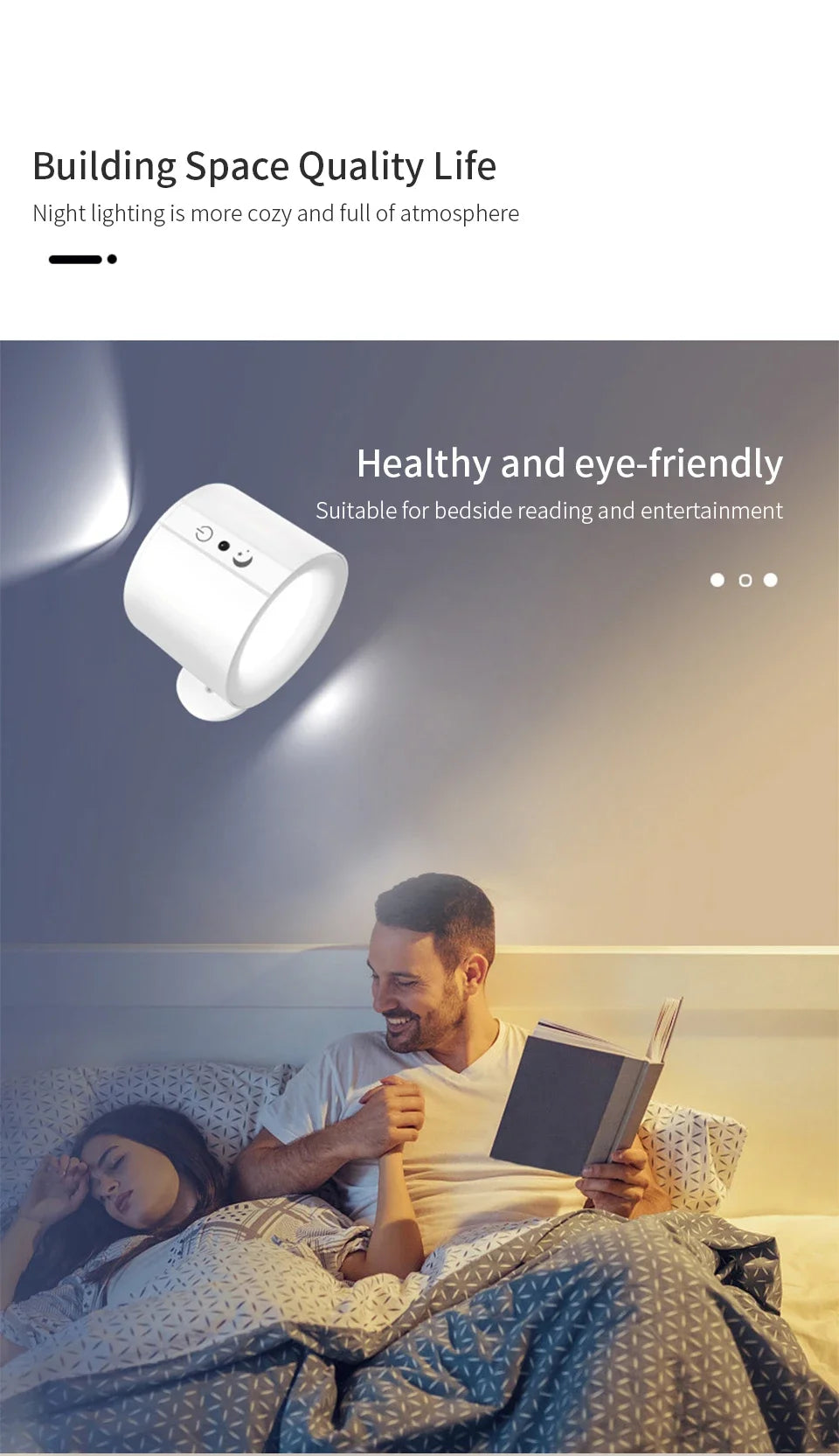 Cordless Led Wall Lamp Rechargeable Night Light with Remote Control Double Sides Lighting Rotatable Dimmable Bedroom Table Lamp