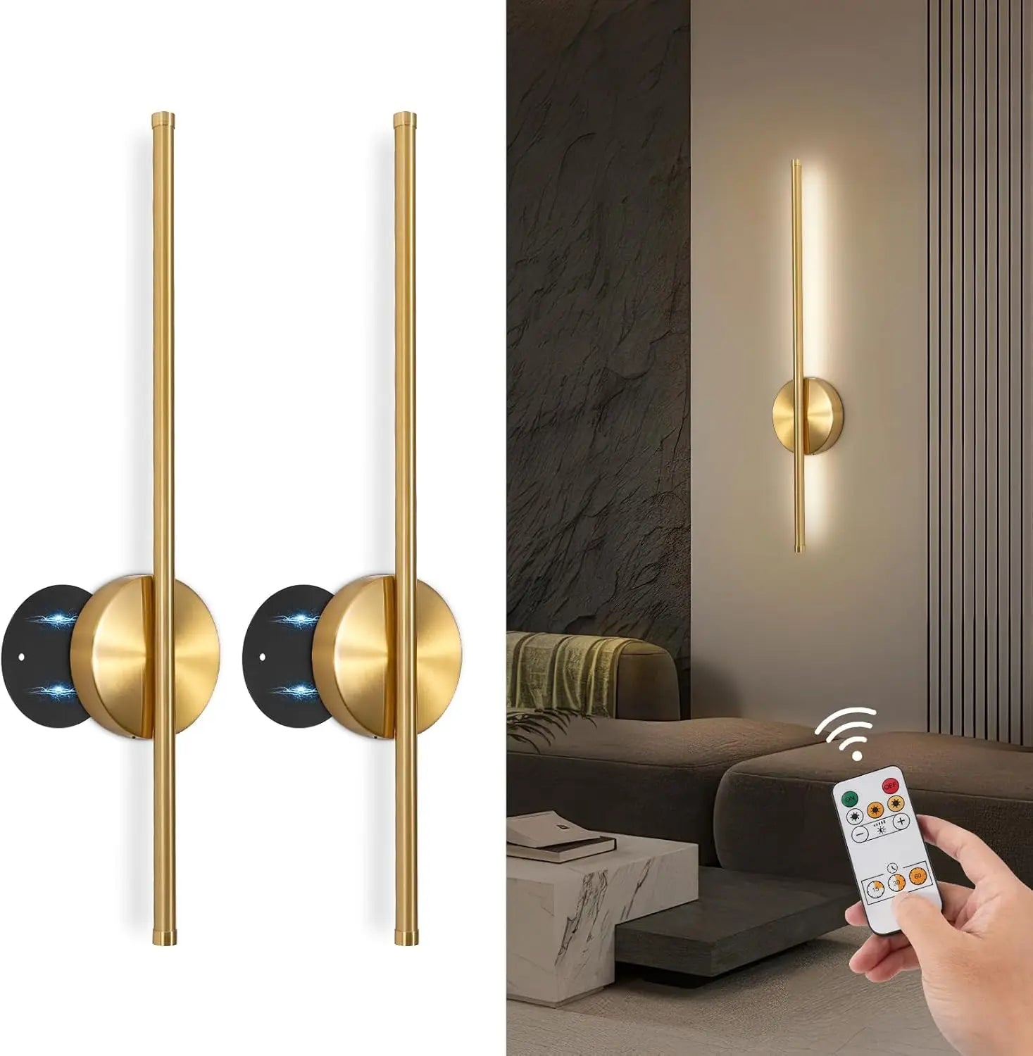 LED Rechargeable Wall Light Installation Free Wall Sconce 1PC 50CM  Dimming For Livingroom Sofe Beside Bedroom Wall Decor Lamp