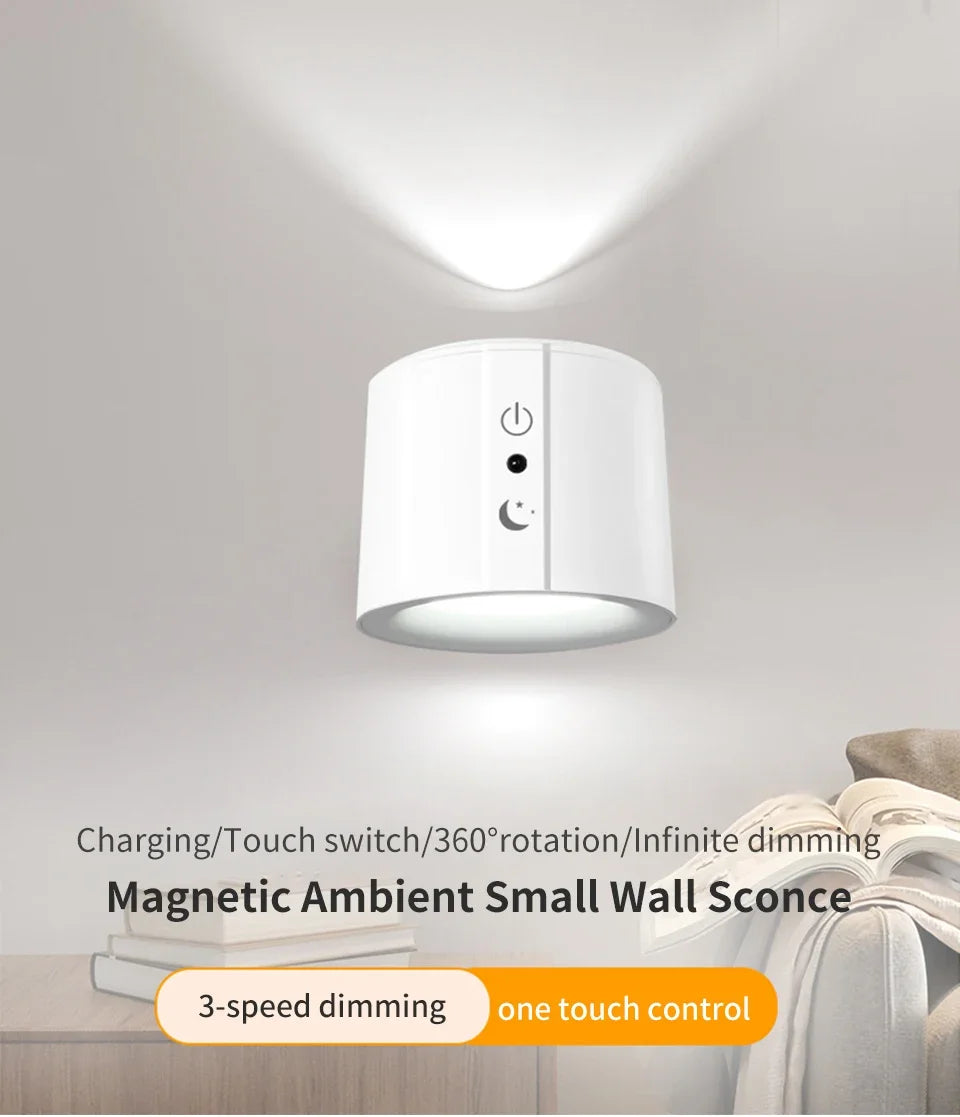 Cordless Led Wall Lamp Rechargeable Night Light with Remote Control Double Sides Lighting Rotatable Dimmable Bedroom Table Lamp