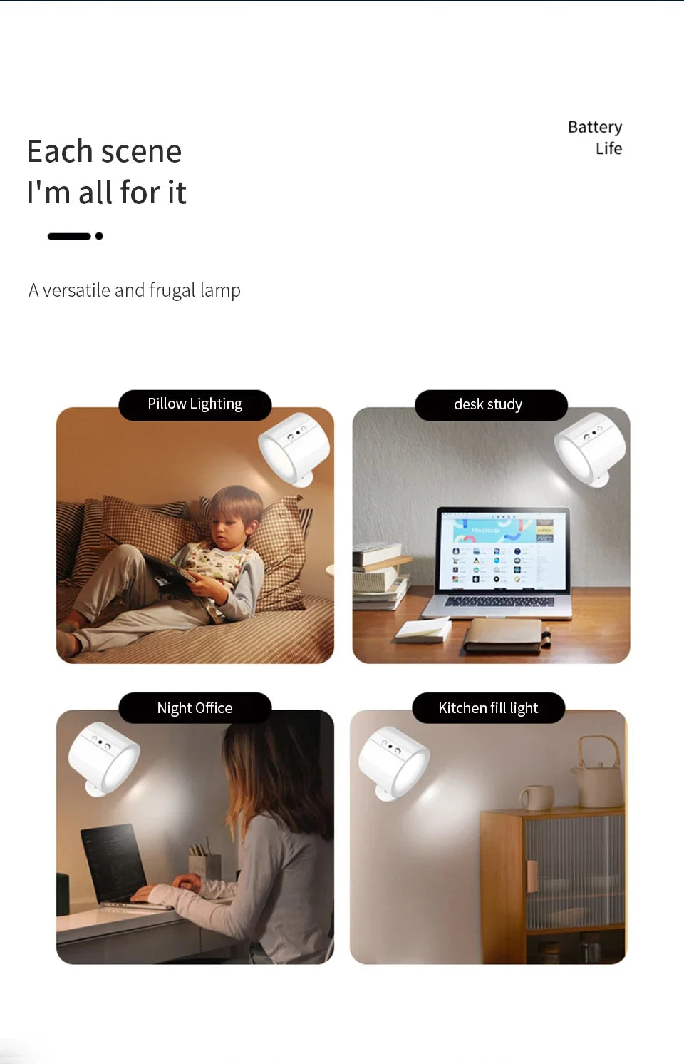 Cordless Led Wall Lamp Rechargeable Night Light with Remote Control Double Sides Lighting Rotatable Dimmable Bedroom Table Lamp